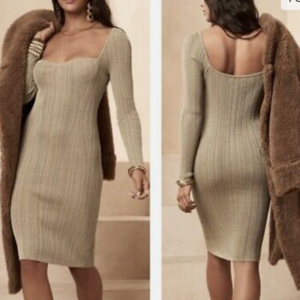 Banana Republic Metallic Sweetheart Sweater Dress